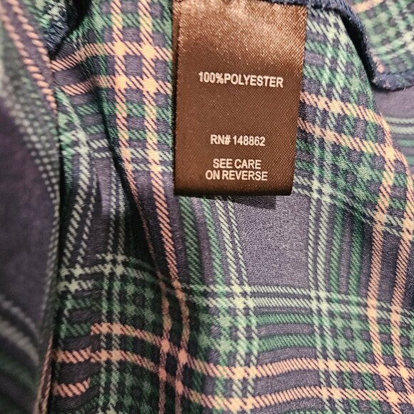 Torrid Womens 2X Plaid Ruffled Button Front Blouse Top Blue Green peplum office - Picture 10 of 11
